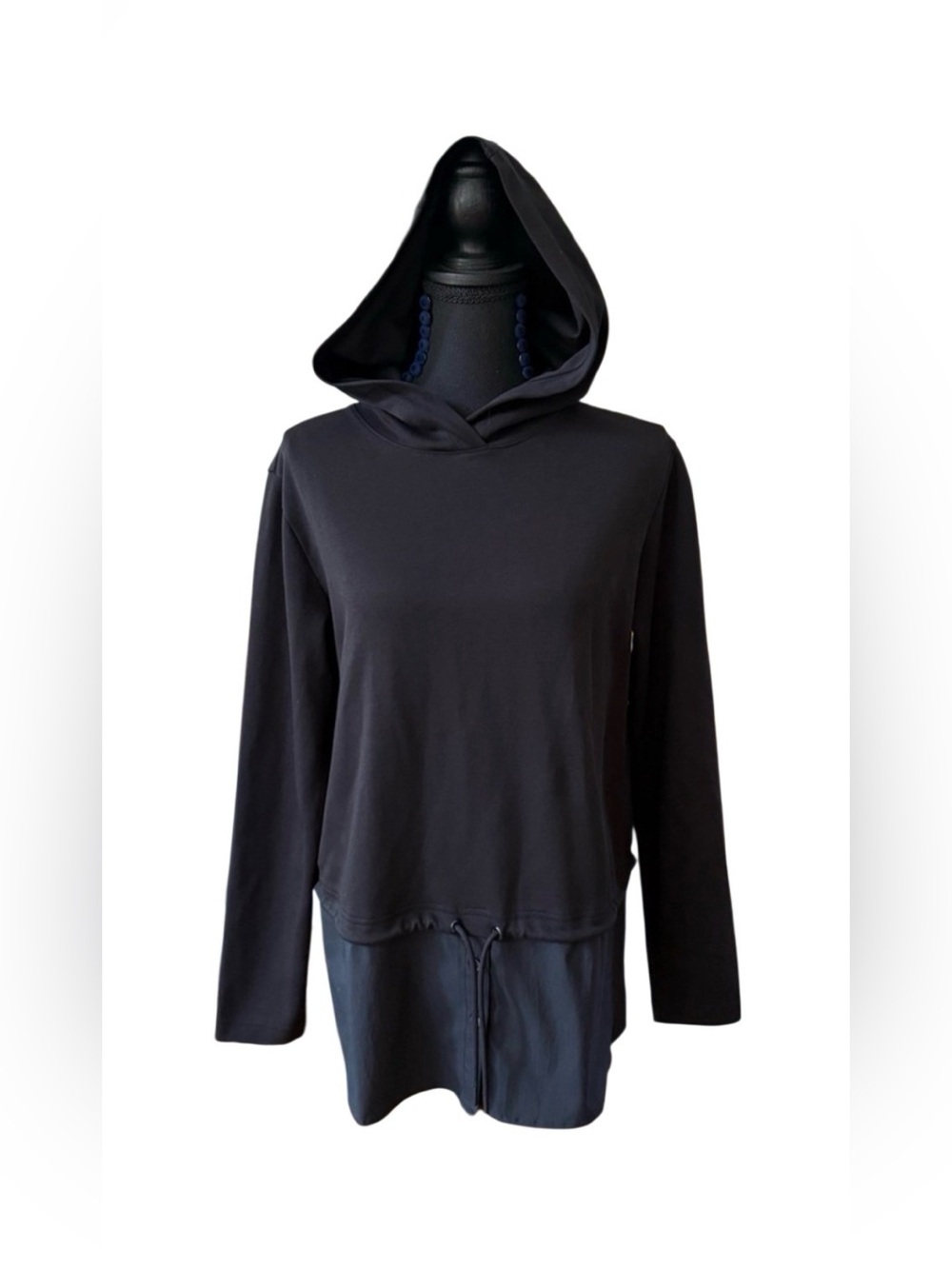 Layer 8  Black Women's Hooded Layered Top - Contemporary Casual